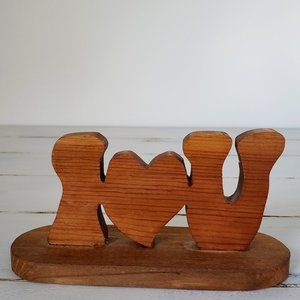 Vintage 70's wooden I heart you sign